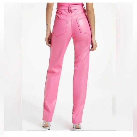 Good American Good Icon Faux Leather Pants💕SOLD OUT💕Barbie Core Pink Size 4/27 - Picture 5 of 12
